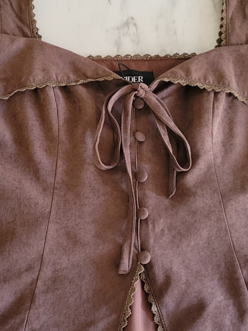 NWT Cider Coffee Brown Lace Trim Corset Vest Top XL - Picture 3 of 10